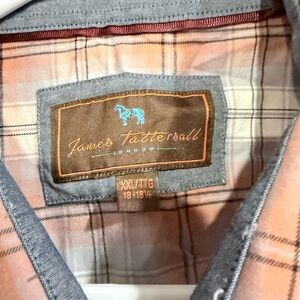 James Tattersall Men's Casual Button Down Shirt - Gray and Orange